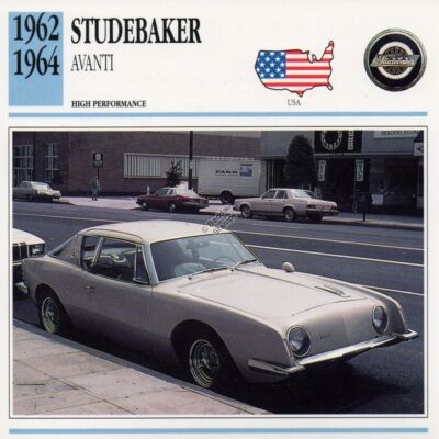 1962-1964 STUDEBAKER AVANTI Oldtimer Foto/Info Maxi Karte
