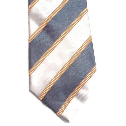 NWT Van Heusen Tie 100% Silk Stain Resistant Blue Gray Orange Stripe Gift VH0506 - Picture 2 of 4