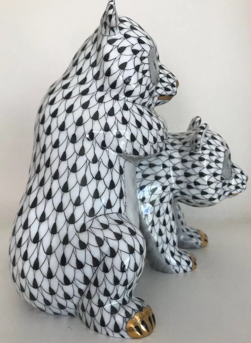 HEREND Fishnet Black Pair of Pandas Kingdom Classic 2009 15423