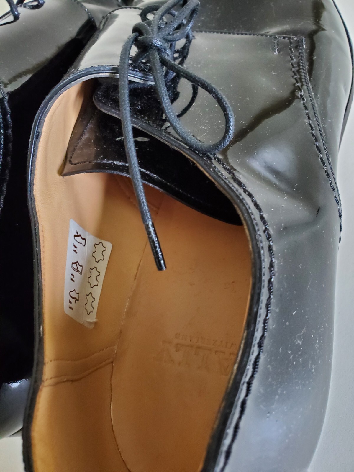 Bally Mens Black patent LEATHER SHOES 11.5 US 10.5EU lace up