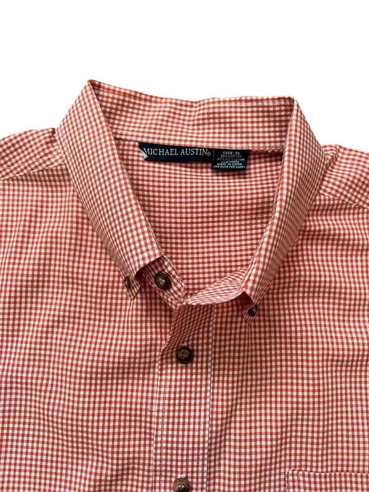 Michael Austin XL Men's Button Down Shirt Long Sleeve Stripe Cotton Blend Orange - Image 2 of 4