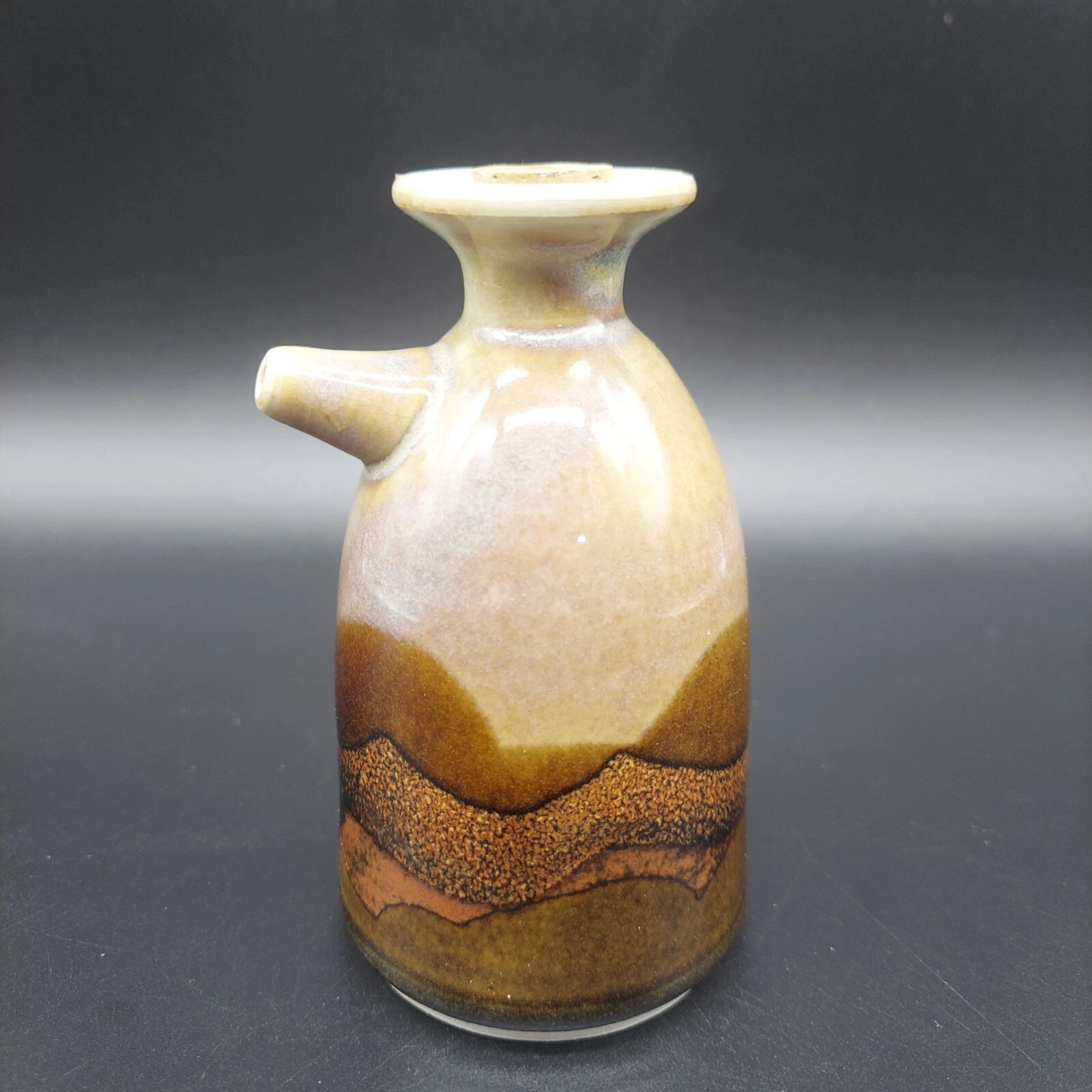 Signed Japanese Style Earthenware Ceramic Oil Ponzu Vinegar Dispenser 6oz