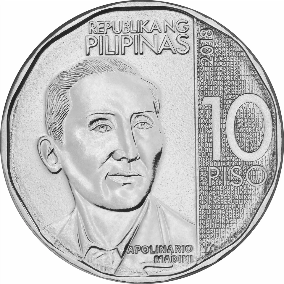 Philippines 10 Piso New Apolinario Mabini Coin KM303 2017 - 2019 - Image 3 of 4