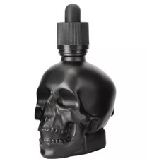 Black Frosted Glass Skull Shape Dropper Pipette Bottle 30ml 1oz NEW