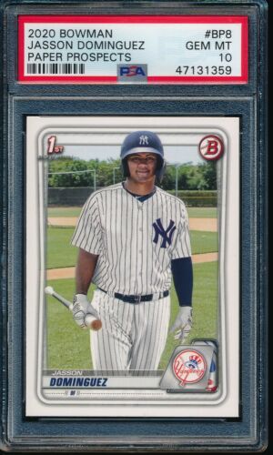 Carta Rookie PSA 10 JASSON DOMINGUEZ 1° 2020 Bowman Carta Yankees RC GEMMA NUOVA DI ZECCA - Foto 1 di 1