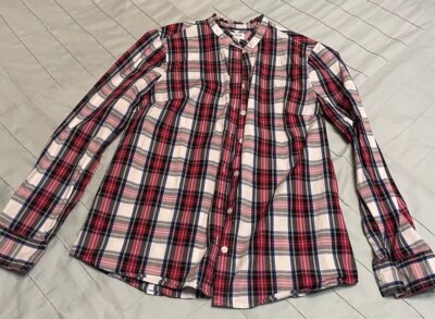 Jcrew Women s Xs Blouse Shirt Red Plaid Tartan Christmas Cute Button Up