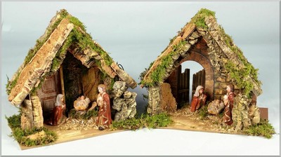 Immagini Capanna Di Natale.1 Capanna Con Nativita E Luci 25x14x22cm Per Presepe Ebay