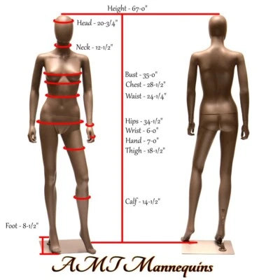 AMT-MANNEQUINS Full body African /Brown Girl Female Painted Plastic Mannequin +Base -MZK1