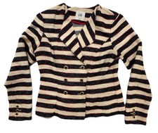 Cabi #5094 Nautical Cruise Blazer Jacket Size 6 Women's Striped Navy Blue Red