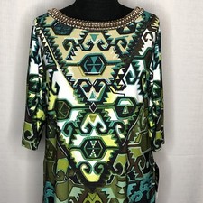 Sandra Darren Dress Womans 6 Embellished Neckline Shift Arabesque New