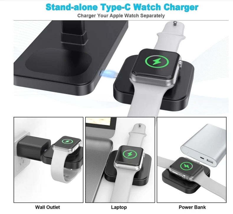 Soporte de cargador Mag-Safe 4 en 1, estación de carga inalámbrica magnética para dispositivos Foto 4 de 4