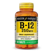 Mason Natural Vitamin B12 250 mcg - Conversion of Food into Energy, 100 Tablets
