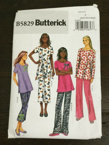 Butterick B5829 Misses Lounge Loose-fit Top Pants Slippers Bow Easy XS-M Uncut - 第 1/7 張圖片