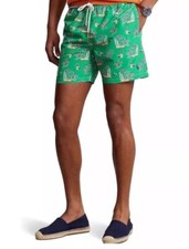 Polo Ralph Lauren Mens Sz.3XLT Floral Aloha Swim Trunks Green with Flamingos