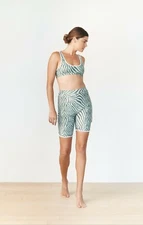 New 2021 Acacia Fox Swim Bottom Bike Shorts Savanna High Waist Piping M $132