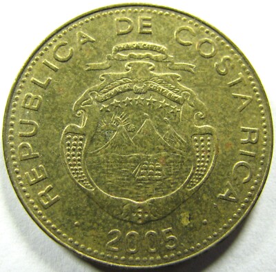2005 Costa Rica, 25 Colones, Quarter Size, Small Change, World