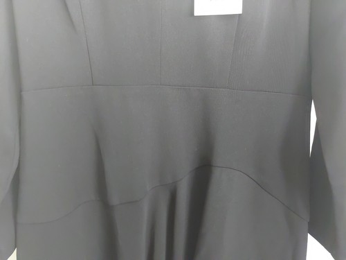 Gina Bacconi Moos Krepp Kleid gefüttert Mieder schwarz Gr UK 14 asymmetrischer Rock - Bild 3 von 10