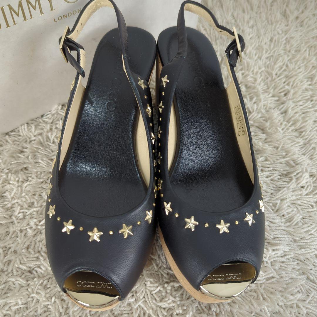 Jimmy Choo Mules Sandals Heel Studs Leather Black EU36/US6 Jimmy Choo Mules Sandals Heel Studs Leather Black EU36/US6