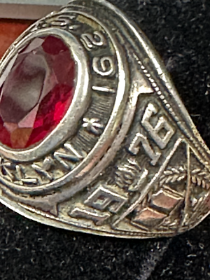 【Ruby】10点 Vintage 1976 I.S. 291 Sterling Silver NYC School Ring Ruby Red