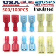 500/100PCS AWG16-14 Nylon Insulated Spade Connector Wire Crimp Female Terminals