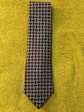 Burberry Burgundy Silk Printed Tie w/ Squares 3 7/8 x 56 Handsewn in USA EUC