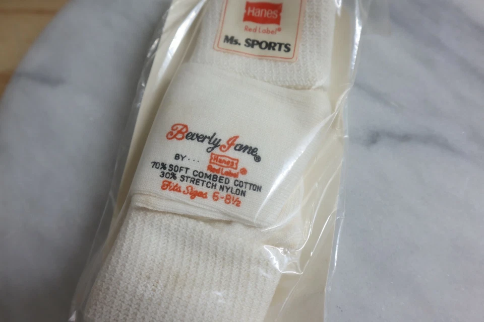  Винтажные женские носки 1980-х Hanes 1 пара размер 6-8,5 70% хлопок Beverly Jane красные сделано в США - Изображение 3 из 4