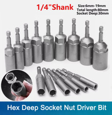 30mm Hex Deep Socket Nut Driver Bit Impact Driver Drill 6mm-19mm 1/4" Hex Shank
