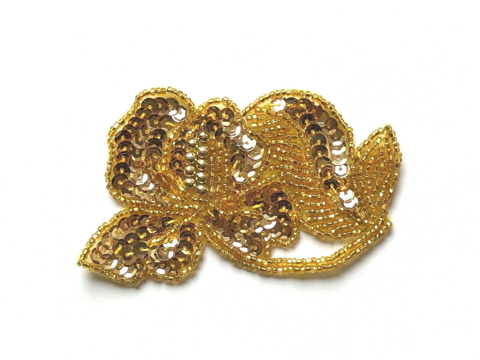 BS14 White Gold Black Flower Trim Fringe Beaded Sequin Applique  