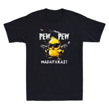 Pew Pew Madafakas Funny Glasses Chicken Hold Guns Meme Quote Retro Men's T-Shirt