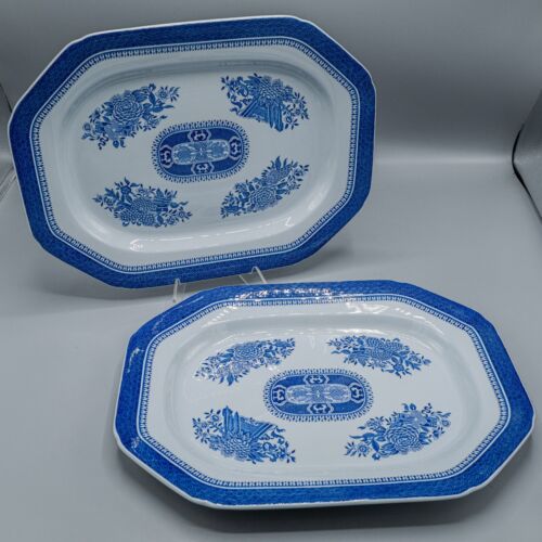 Spode Fitzhugh Blue 14 1/4" Serving Platter Pair - FREE USA SHIPPING