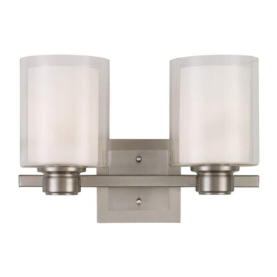 Oslo 2-Light Satin Nickel Indoor Bath or Vanity Light by Design House