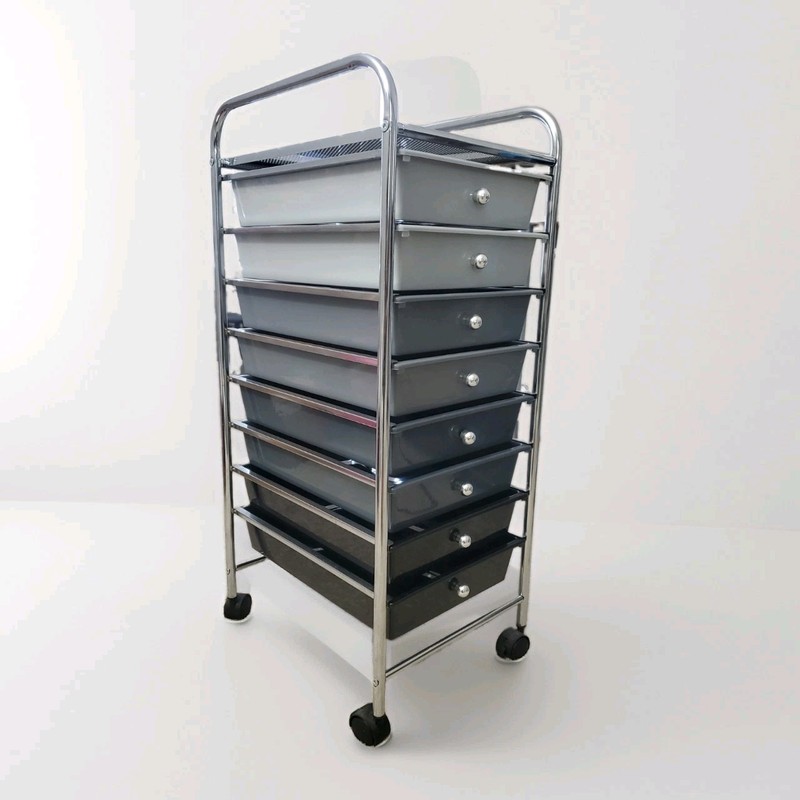 8-Drawer Rolling Storage Organizer Cart  - Gradient Gray