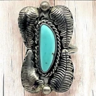 LOWELL DRAPER NAVAJO Turquoise Sterling Silver Ring 6.5” Feathers Early LD 6g
