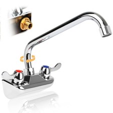 4" Center Wall Mount Kitchen Faucet with 10" Swivel Spout, Dual Lever Handles...