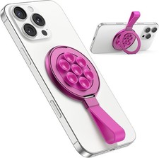 Magnetic Suction Phone Grip, 360  Rotating Hands-Free Holder, Hot Pink