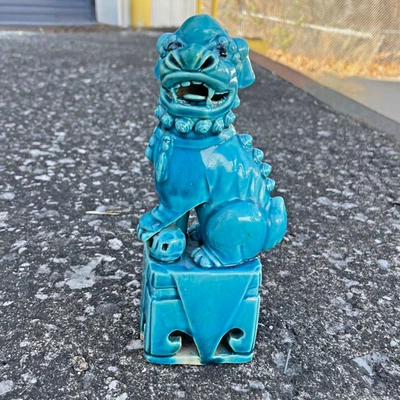 Blue 1900-1940 Antique Chinese Foo Dog Statues & Figurines for
