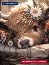 Cow Diamond Art Kits for Adults, Highland Cow Diamond Painting Kits for Adults B