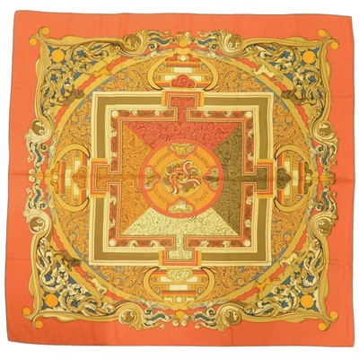 Hermes Carre 90 35 Zoll Quadrat ANIMAUX SOLAIRES Orange Seidentuch