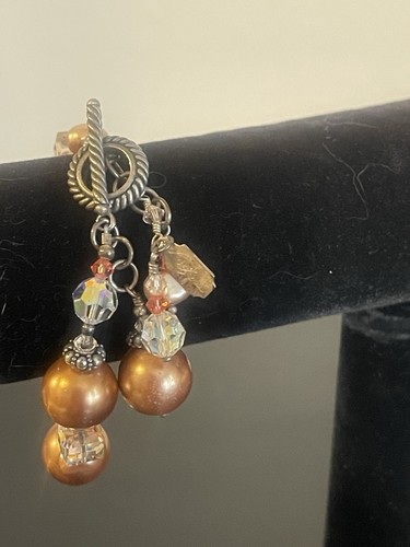 Tres Jolie Bracelet Copper Color Pearls & Stone
