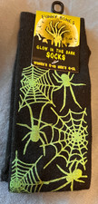 NWT Funny Bones Glow In The Dark Socks  Spiders / Webs  Womens 5-10 Mens 6-12