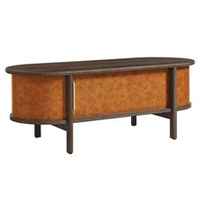 Coralie Curved Vegan Leather Oval Coffee Table