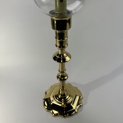 Vintage Baldwin Smithsonian Institution Brass Candlestick Holder Hurricane 12 