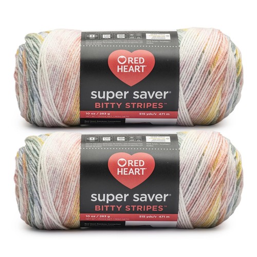 Super Saver Bitty Stripe Rainbow Mist Yarn - 2 Pack of 10oz/283g - 100% Acryl...