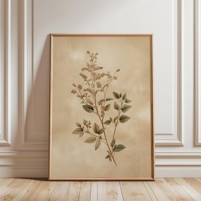 Delicate Botanical Branch Poster   Vintage Floral Nature Wall Art Print