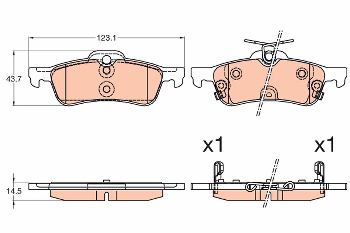 Rear TRW-OE GDB3588 Brake Pad Set, disc brake for HONDA