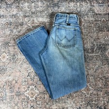 Vintage 1960s Wrangler Bootcut Blue Denim Jeans Size 28x30 Talon Zip Made In USA