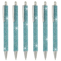 Strass Kugelschreiber 6Er Pack, 1,0 Mm, Schwarze Tinte, Seeblau, FüR Frauen