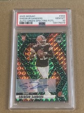 PSA 10 SHEDEUR SANDERS 2025 MOSAIC FOTL GREEN SPECTRIS ROOKIE AUTO /30 POP 4!