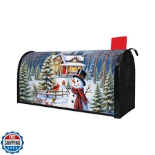 Merry Christmas Mailbox Cover Magnetic Standard Size Winter Snowf