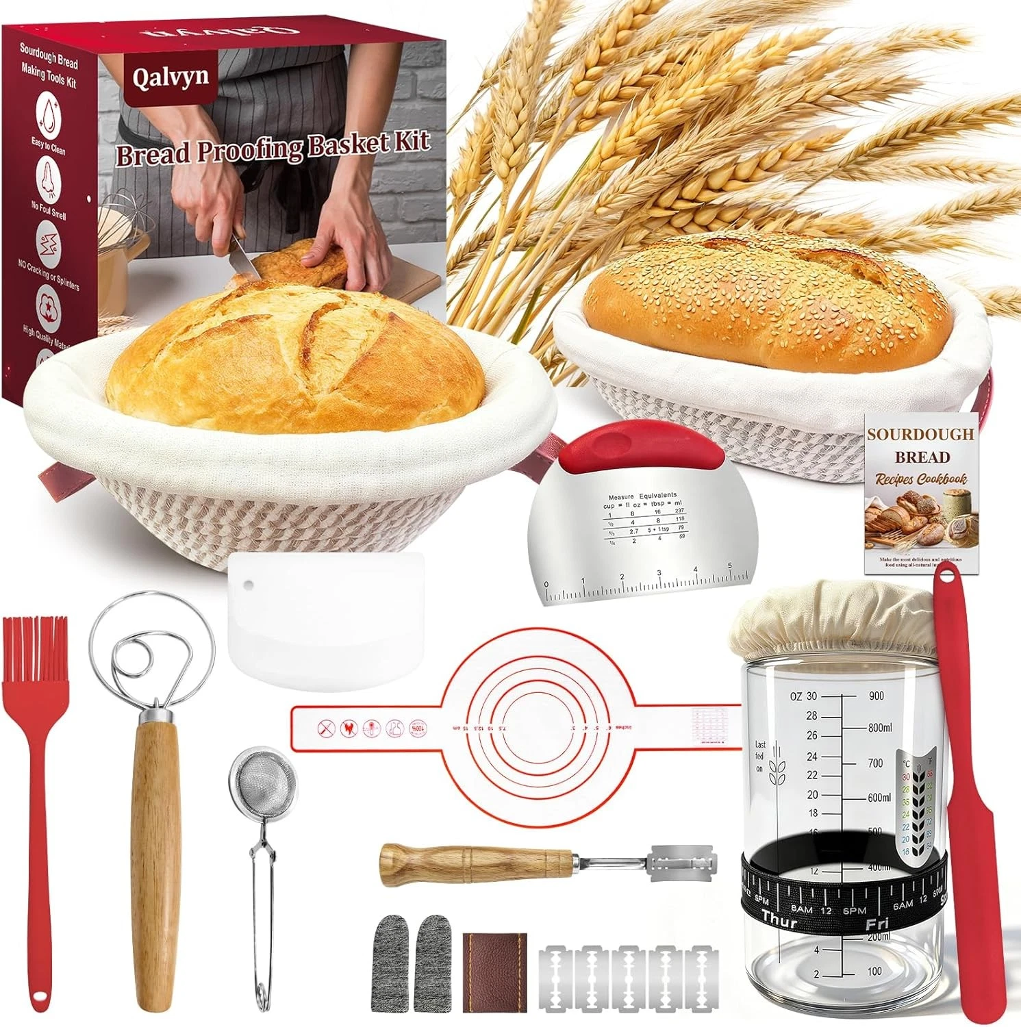 Sourdough Bread Baking Supplies Sourdough Starter Kit W/ Cotton Rope Oval &